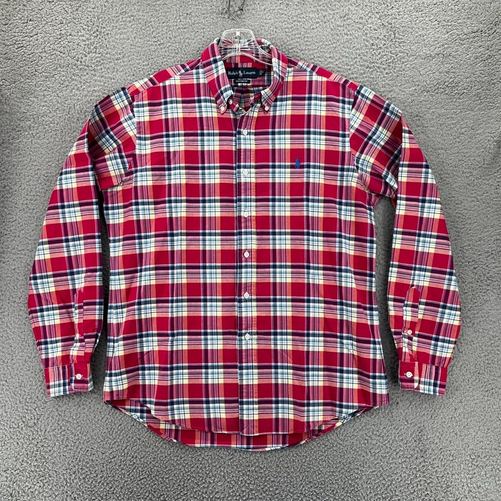 Vintage 90s Ralph Lauren Shirt Mens Large Plaid Pony Button Down Long‎ Sleeve